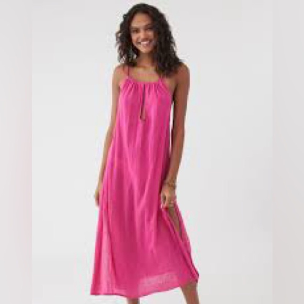 O'Neill Pink Gauze Tie Strap Midi Sundress Women's Size S